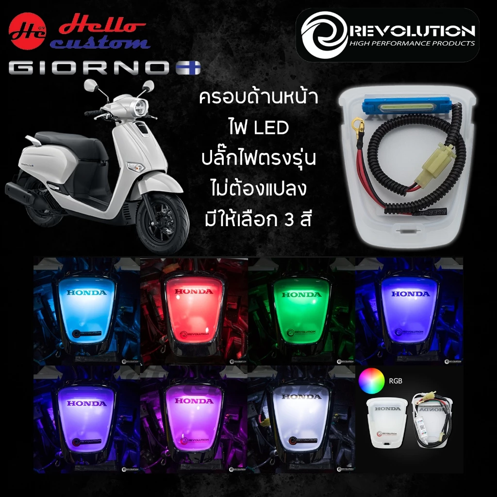 ครอบด้านหน้า ไฟLED Revolution Giorno+ โลโก้LED Giorno125 ฝาครอบไฟหน้า LED