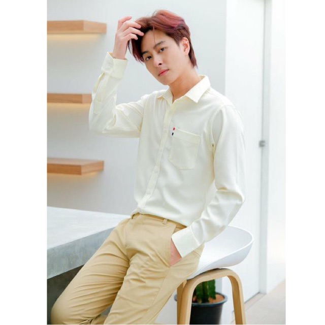 เหลือ157ใส่โค้ดMAYINC30 ผ้าคอตตอน นาโน   เกาหลีฝุดๆ เสื้อเชิ้ตผู้ชาย  LM mens style