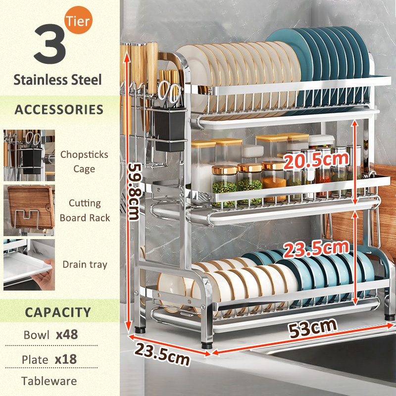 53cm-3ชั้น 304เงิน
