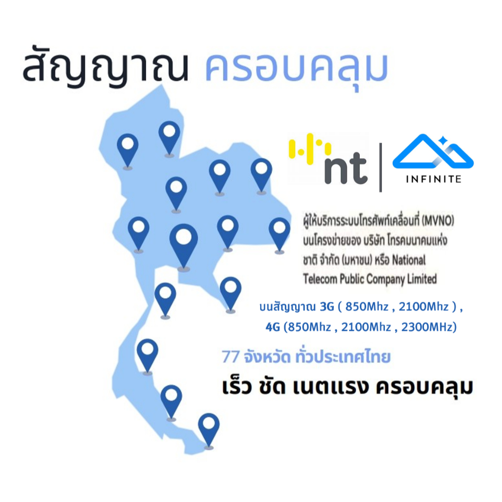 ซิมเทพ INFINITE Maxspeed เน็ตไม่อั้น ความเร็วสูงสุด โทรฟรีทุกเครือข่าย ซิมรายปี ใช้ได้ทั้งปี บนโครงค่ายNT นาน 1 ปี