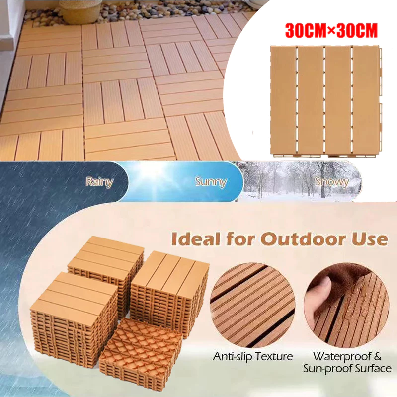 แผ่นปูพื้นสวน DIY แผ่นตกแต่งสวน 30x30CM แผ่นไม้ปูพื้น ตกแต่งสวน ปูพื้นสวน ทนแดด ทนฝน กันน้ำ กันลื่น