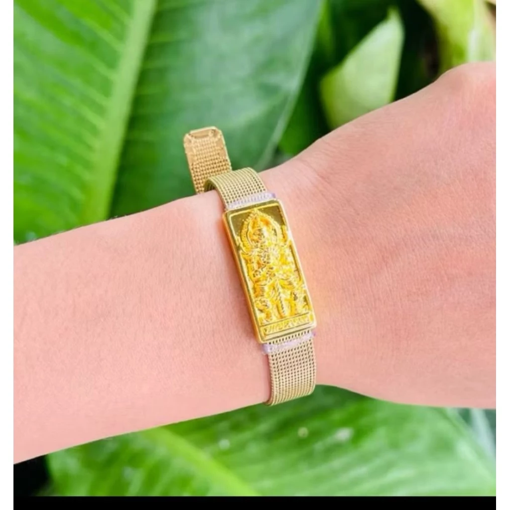 กำไลข้อมือท้าวเวสสุวรรณสีทองเสริมมงคลเสริมดวง(สายนาฬิกา)พร้อมผ้ายันต์และธูป — ของมงคลหมวดสีมงคล
