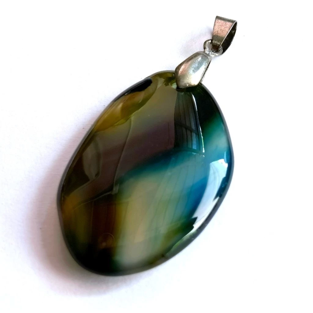 จี้หินอาเกต จี้หินธรรมชาติ จี้หินมงคล จี้หินสีฟ้า white agate store pendant jewelry accessories beerboutique — ของมงคลหมวดเครื่องรางและวัตถุมงคล