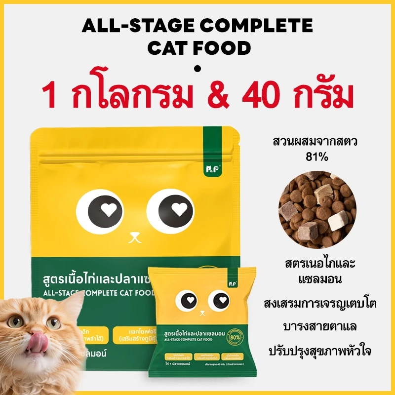 P&P Cat อาหารแมว บัซซ์ แบ่งขาย 1 kg. Premium Cat Food Gluten Free สำหรับแมวทุกช่วงวัย