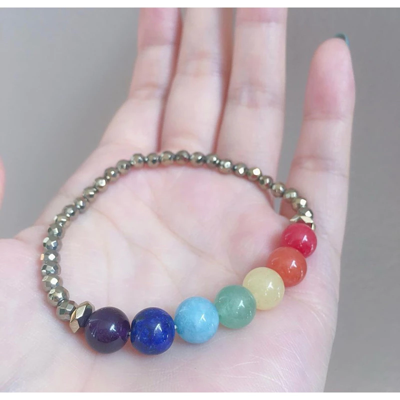 หินมงคลแท้เสริมดวงหินจักระทั้ง 7 (7 Chakra Stones): ชุดหินแห่งสมดุลและพลังงาน +หินไพไรต์ (Pyrite): หินแห่งความมั่งคั่ง — ของมงคลหมวดการเงินและโชคลาภ