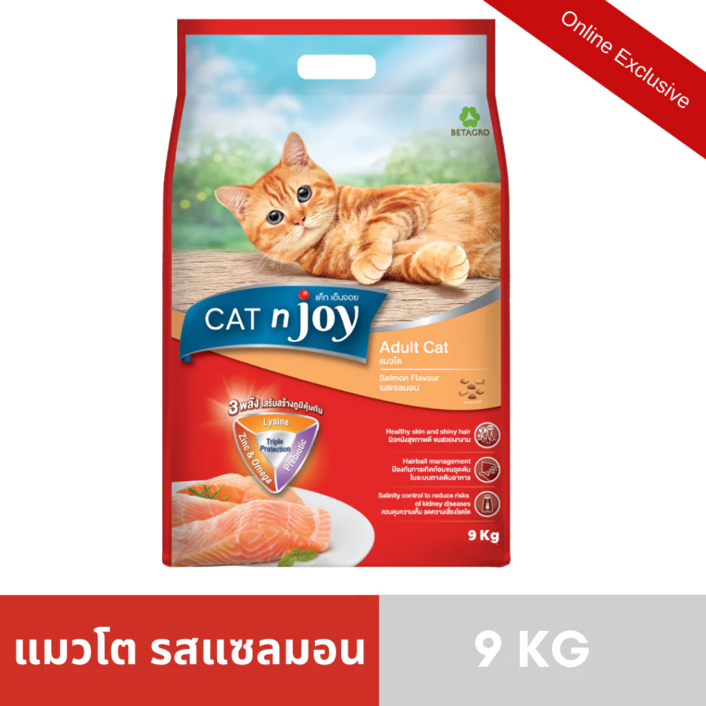 Cat n joy Triple Protection อาหารแมว รสแซลมอน ขนาด 9 kg