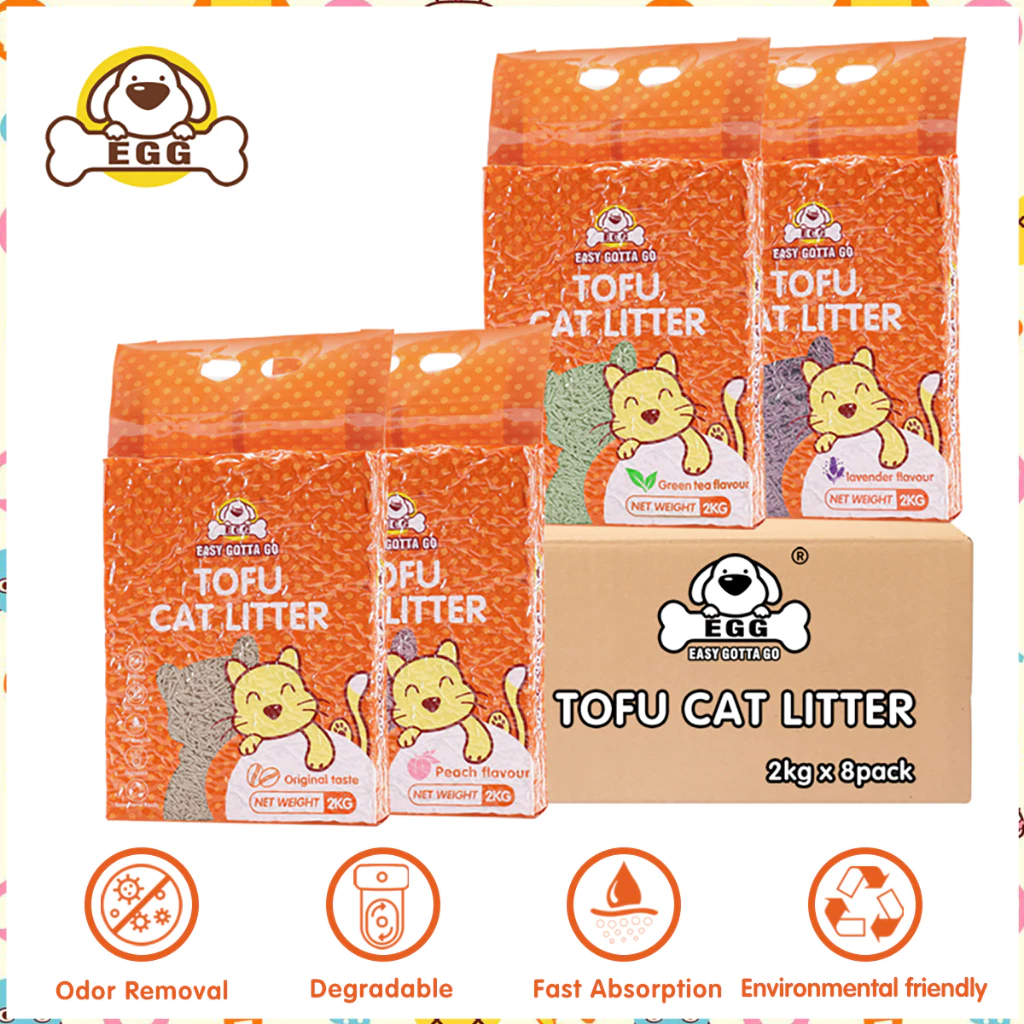 【พร้อมส่ง】EGG ทรายแมวเต้าหู้ 2KG/6L 4กลิ่น ทรายแมว กำจัดกลิ่น ผลิตจากกากถั่วเหลืองธรรมชาติ COD พร้อมจัดส่งด่วน