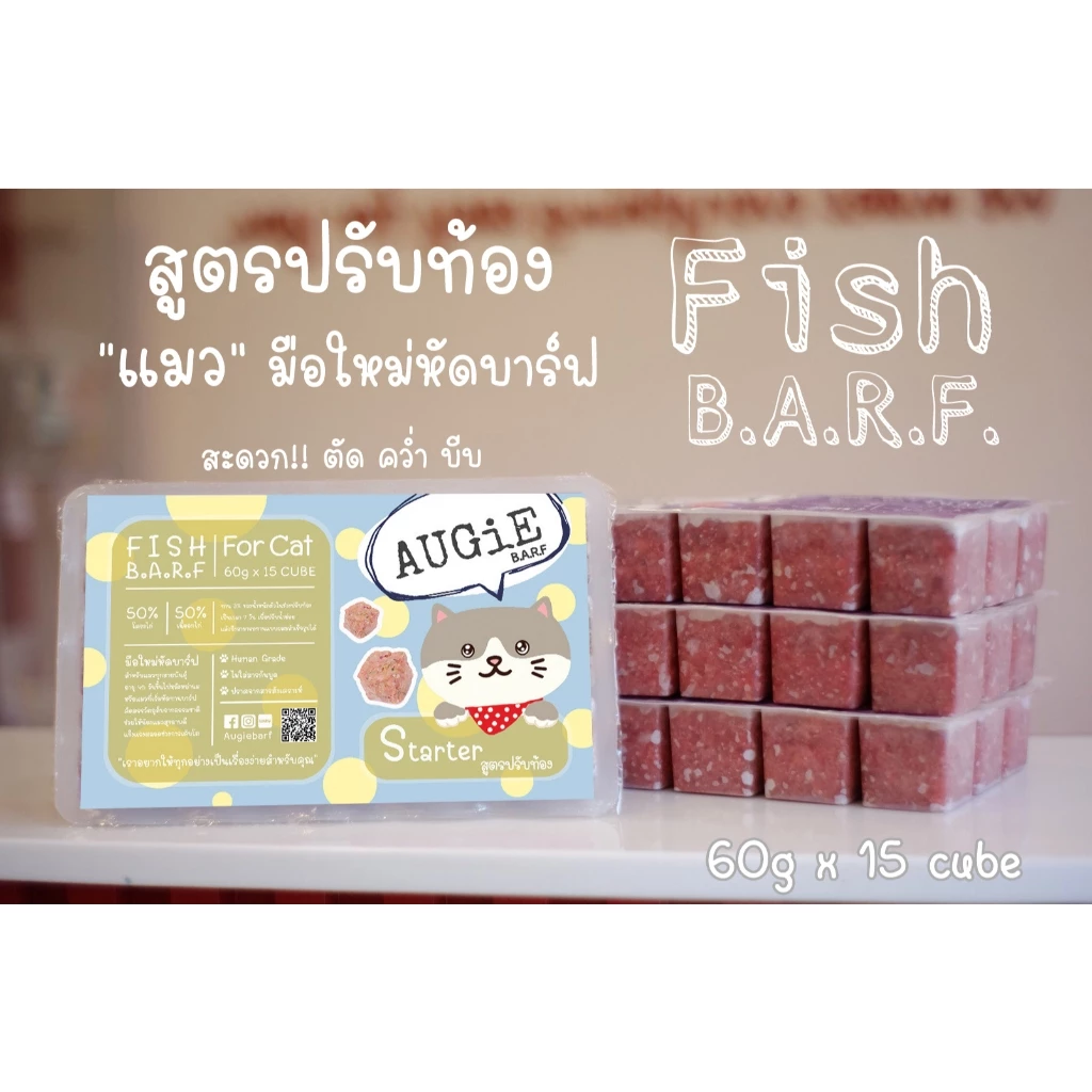 Fish Barf(900g) บาร์ฟแมว 20 แถม 1: สูตรปรับท้อง (Starter Formula for cat)