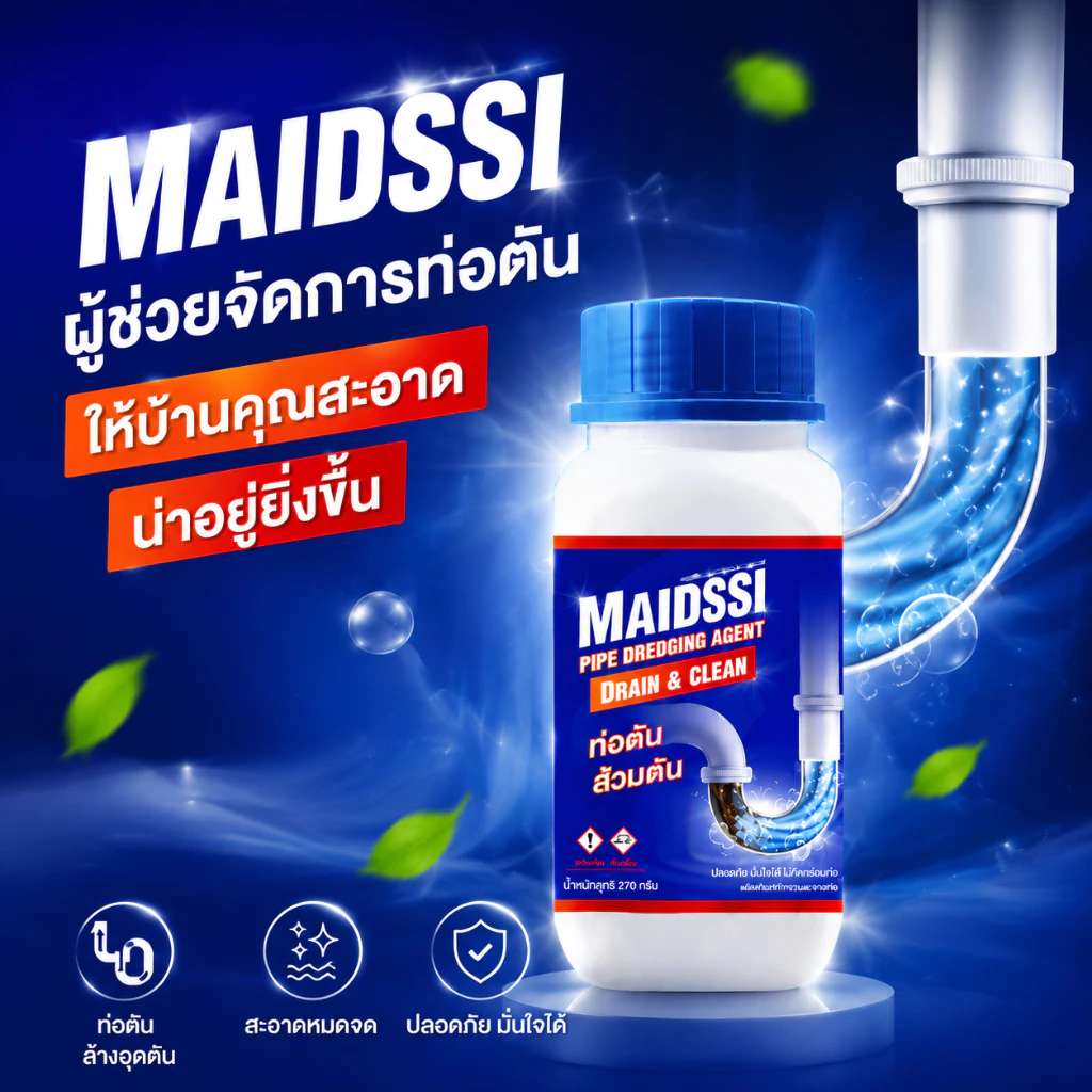 เกล็ดสลายท่อตัน MAIDSSI​ มี อย. แก้ปัญหาท่อตัน ส้วมตัน น้ำขัง