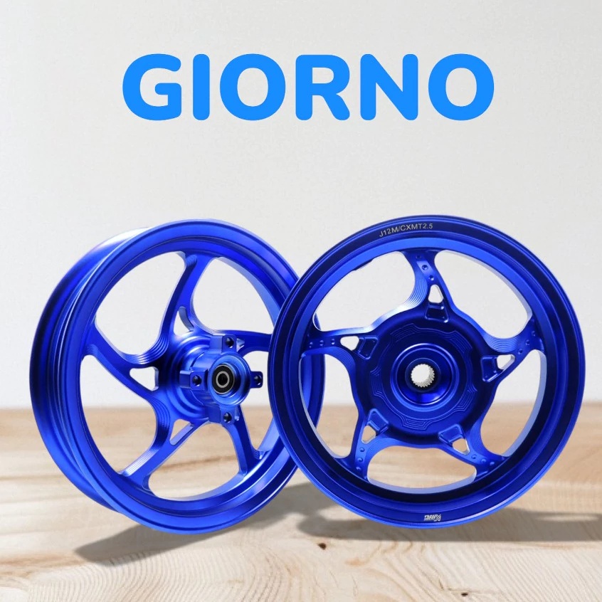 ล้อแม็กแต่ง งานCNC Giorno Giorno 125 ล้อ CNC, ขนาดหน้า 2.15*12 นิ้ว และหลัง 2.5*12 นิ้ว, ดุมล้อดัดแปลงประสิทธิภาพสูง