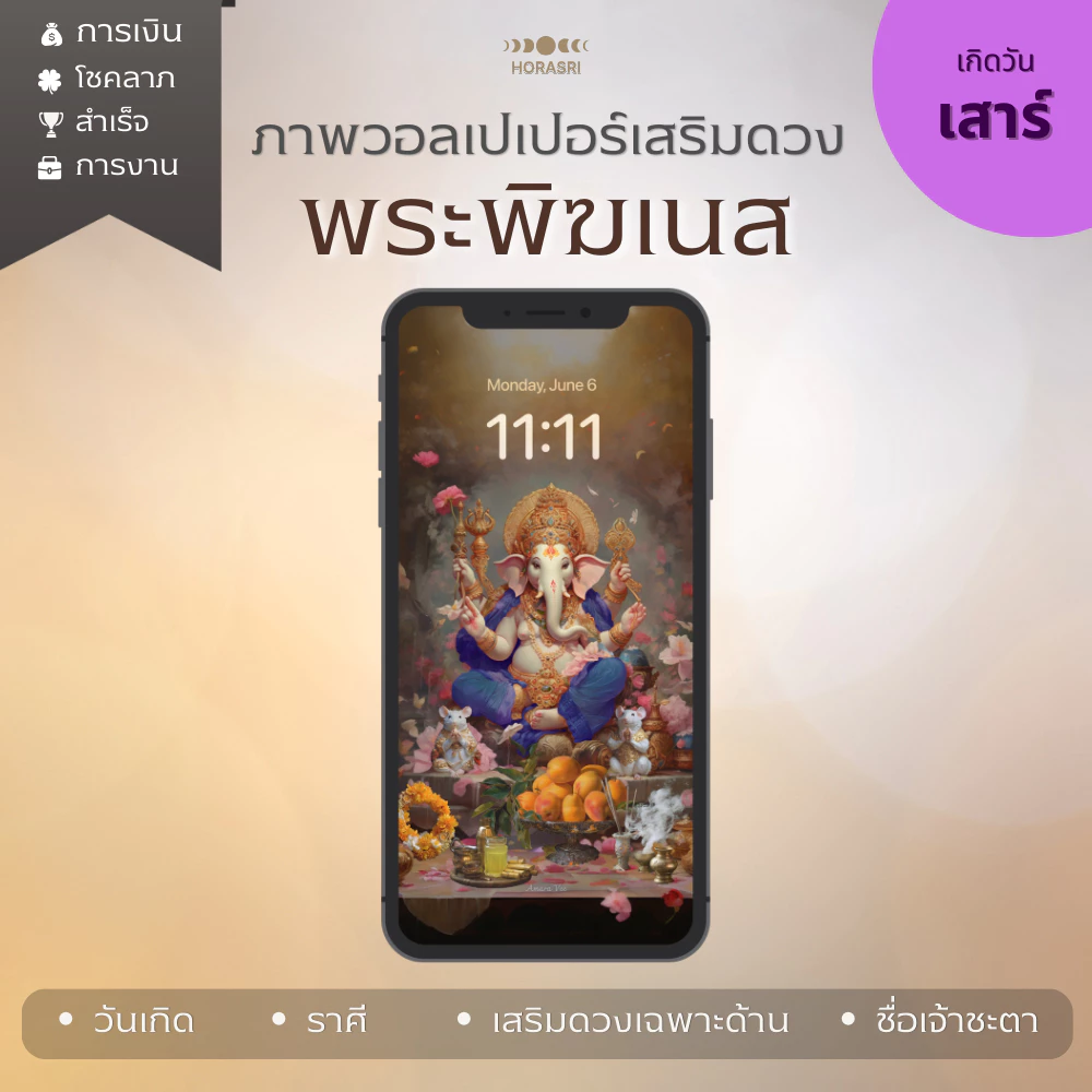 (สำหรับผู้เกิดวันเสาร์) ภาพวอลเปเปอร์มือถือพระพิฆเนศสายมู เสริมดวงการเงิน โชคลาภ ราศี วันเกิด — ของมงคลหมวดราศีและนักษัตร
