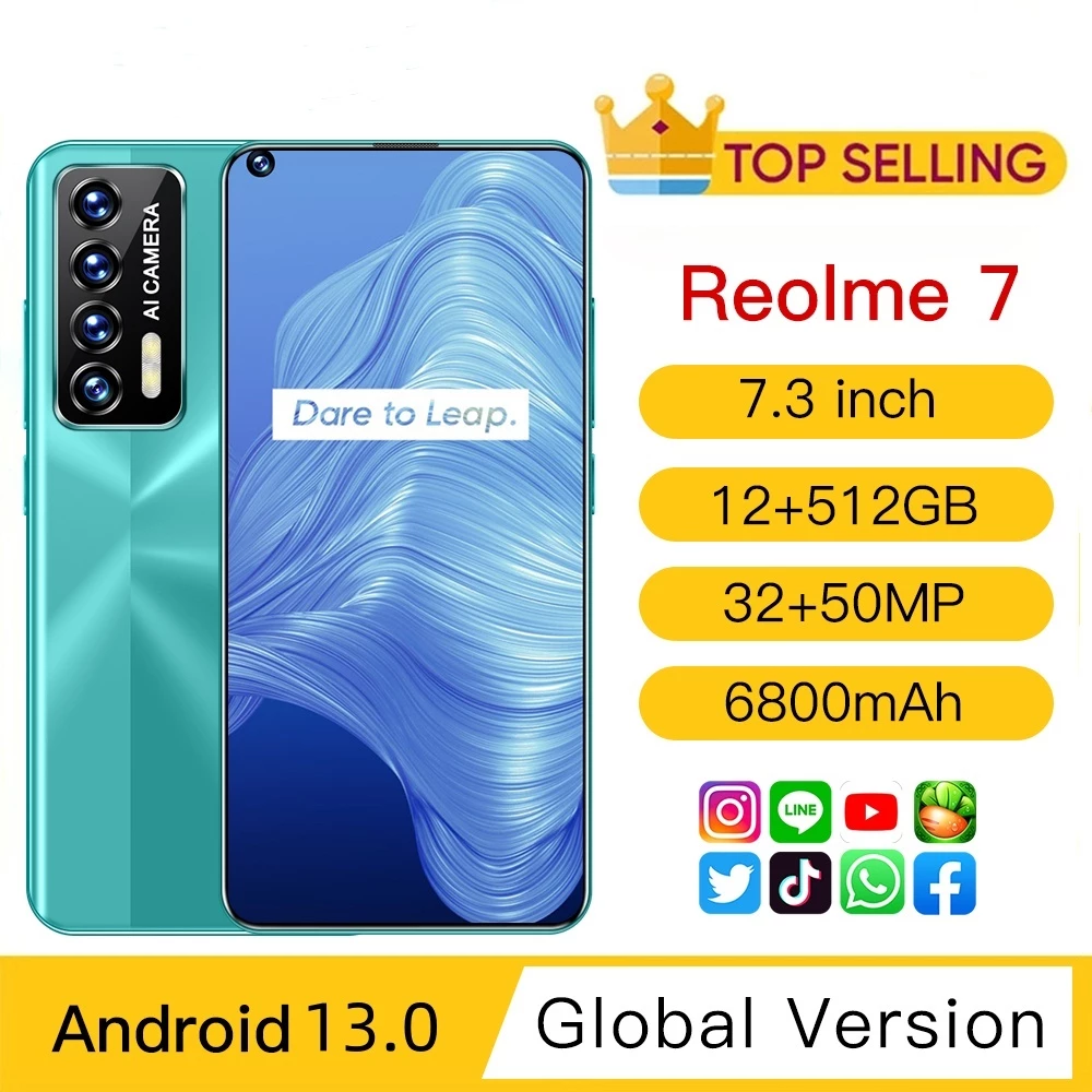 โทรศัพท์มือถือ Real7 รองรับ 2 ซิมการ์ด แรม12GB รอม512GB 7.3นิ้ว หน้าจอเต็ม รองรับแอพธนาคาร โทรศัพท์มือถือราคาถูก
