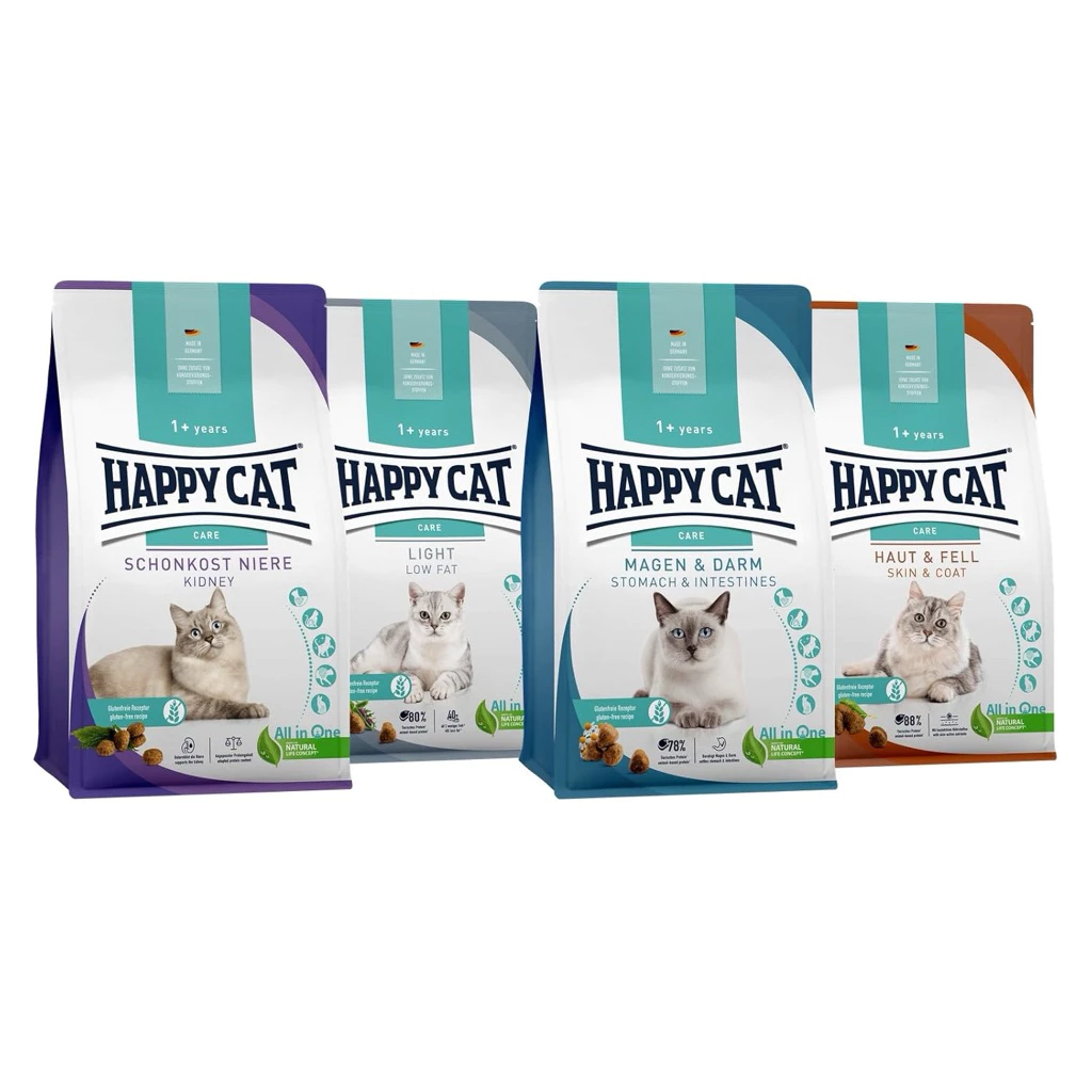 (6 สูตร) อหสำหรับแมวแพ้ง่ายดูแลสุขภาพ,แมวโตถึงแมวสูงอายุ HAPPY CAT (Happy Cat) Diet Kneeling Therapeutic Diet -