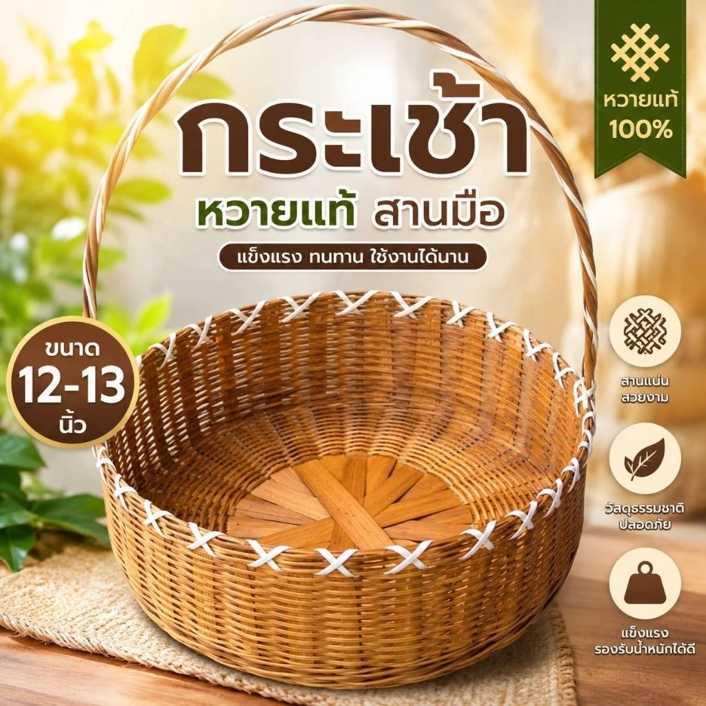 กระเช้าปีใหม่ กระเช้าของฝาก กระเช้าของขวัญ ขนาด 12 นิ้ว และ ขนาด 13.5 นิ้ว กระเช้าใส่ผลไม้ ราคาถูก (ขนาดโดยประมาณ) — ของมงคลหมวดการงานและธุรกิจ
