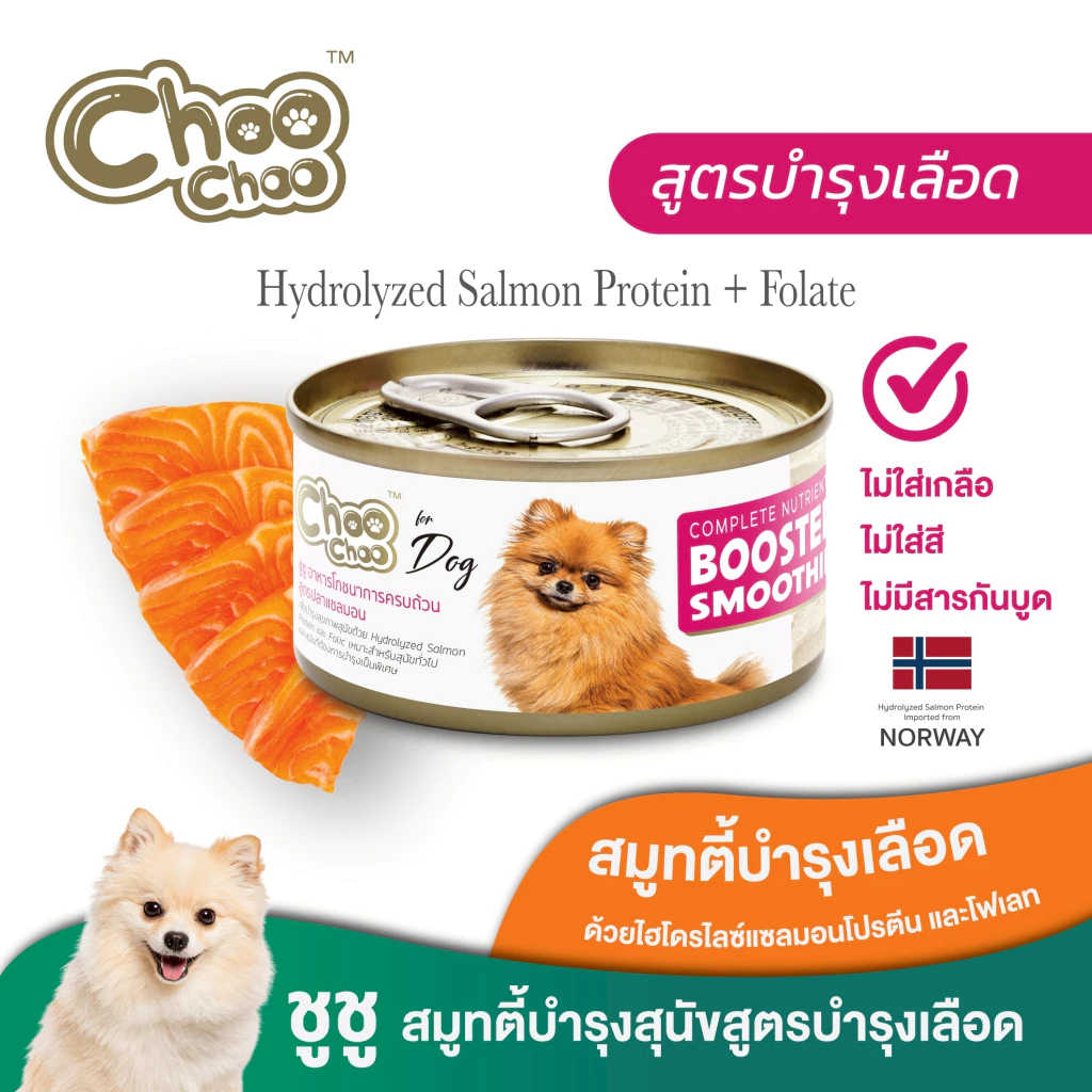 [Dog] ChooChoo ชูชู สมูทตี้บำรุงเลือด สูตรปลาแซลมอน สำหรับสุนัข (80กรัมx1กระป๋อง)