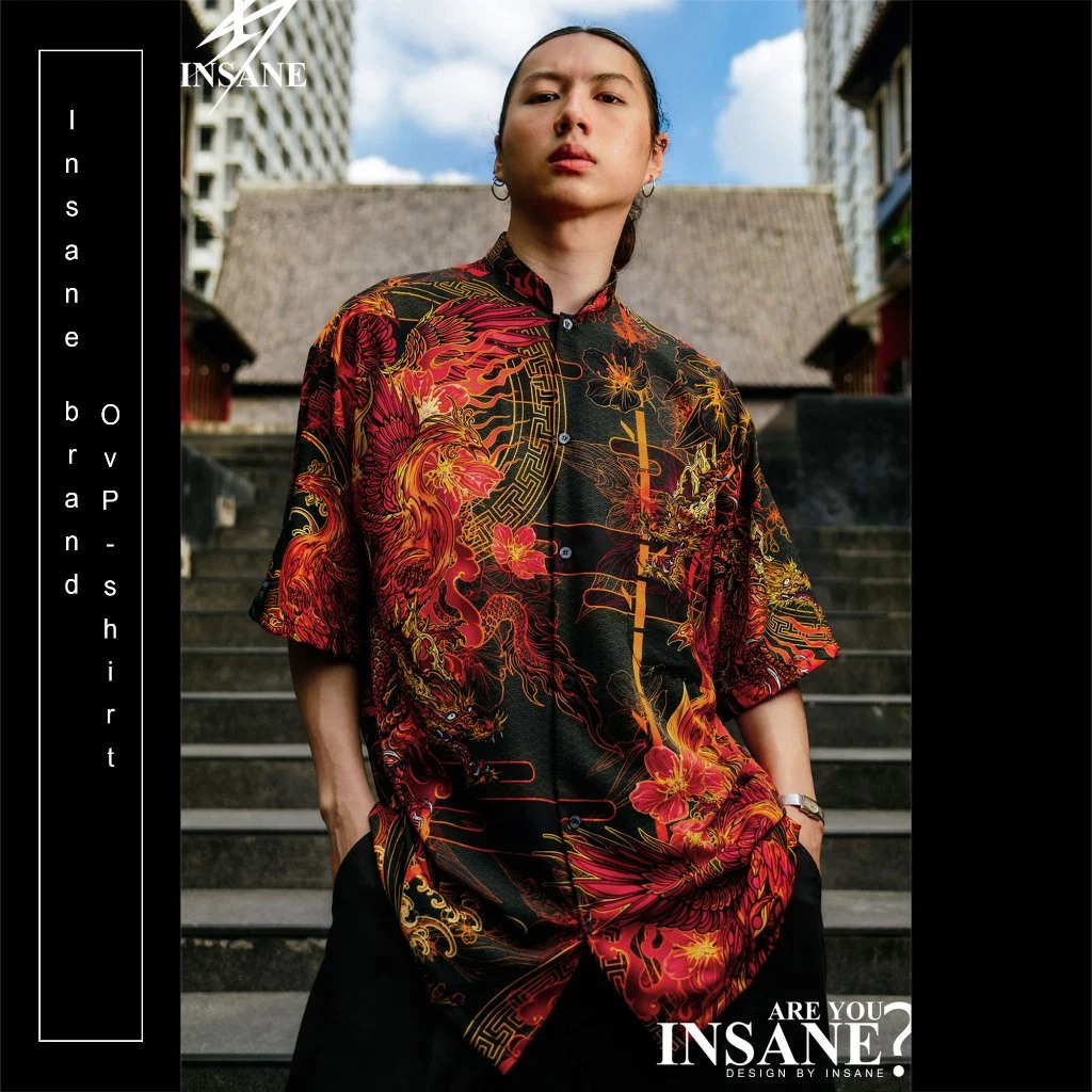 *แบรนด์ไทย พร้อมส่ง* เสื้อตรุษจีนCNY2026-BLACK สีดำแดงทอง สีมงคลตามตำราจีน เสื้อเชิ้ตพิมพ์ลาย ลิขสิทธิ์เฉพาะ INSANEBRAND — ของมงคลหมวดสีมงคล