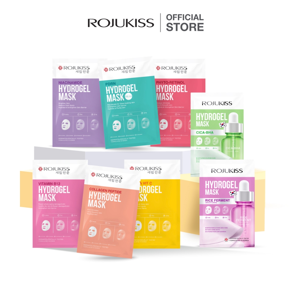Hydrogel Mask 33g โรจูคิส ไฮโดรเจลมาส์ก ผิวชุ่มชื้น กระจ่างใส จัดการจุดด่างดำ อ่อนโยนต่อผิว