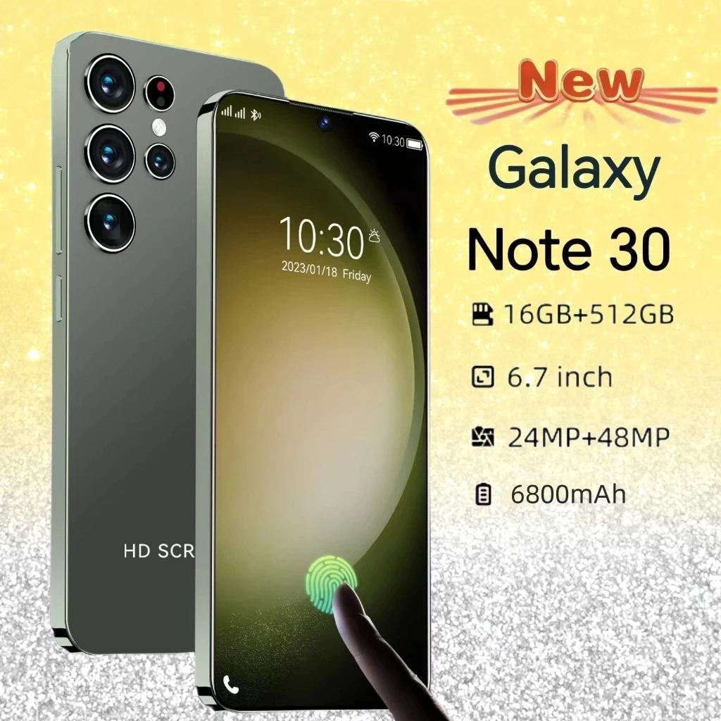 โทรศัพท์มือถือ Galaxy note30 5G สมาร์ทโฟน 6.7นิ้ว รองรับ2ซิม Smartphone โทรศัพท์สมา RAM16GB+ROM512GB