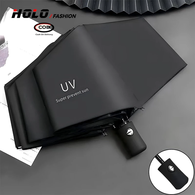 ร่มพับอัตโนมัติ อัตโนมัติ UV สำหรับวันที่แดดจัดและฝนตกคุณภาพร่ม UV เสริมโครง (8 กระดูก)