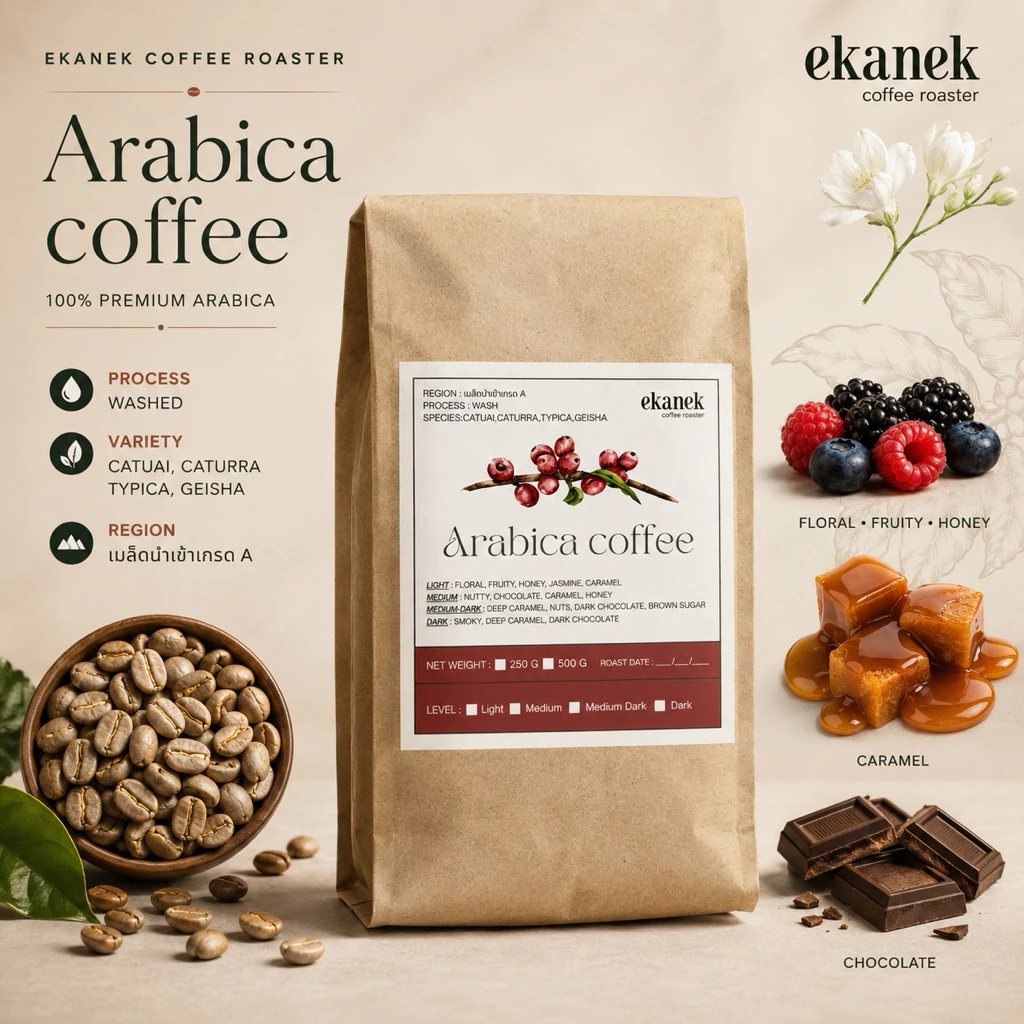 (ขอใบกำกับภาษีได้)เมล็ดกาแฟคั่วสด Arabica เกรด A หอมชัด นุ่ม สู้นมดี ดื่มดำอร่อย 500g ร้านกาแฟใช้