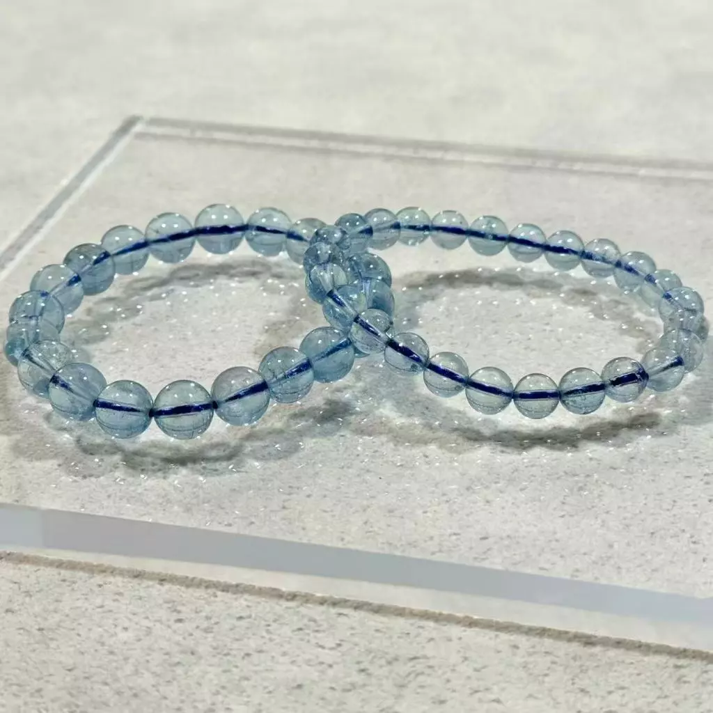 เกรดพรีเมียม หินอความารีน เกรดพรีเมียม กำไลหิน Aquamarine อความารีน กำไลข้อมือ อะความารีน เนื้อใส — ของมงคลหมวดเครื่องรางและวัตถุมงคล