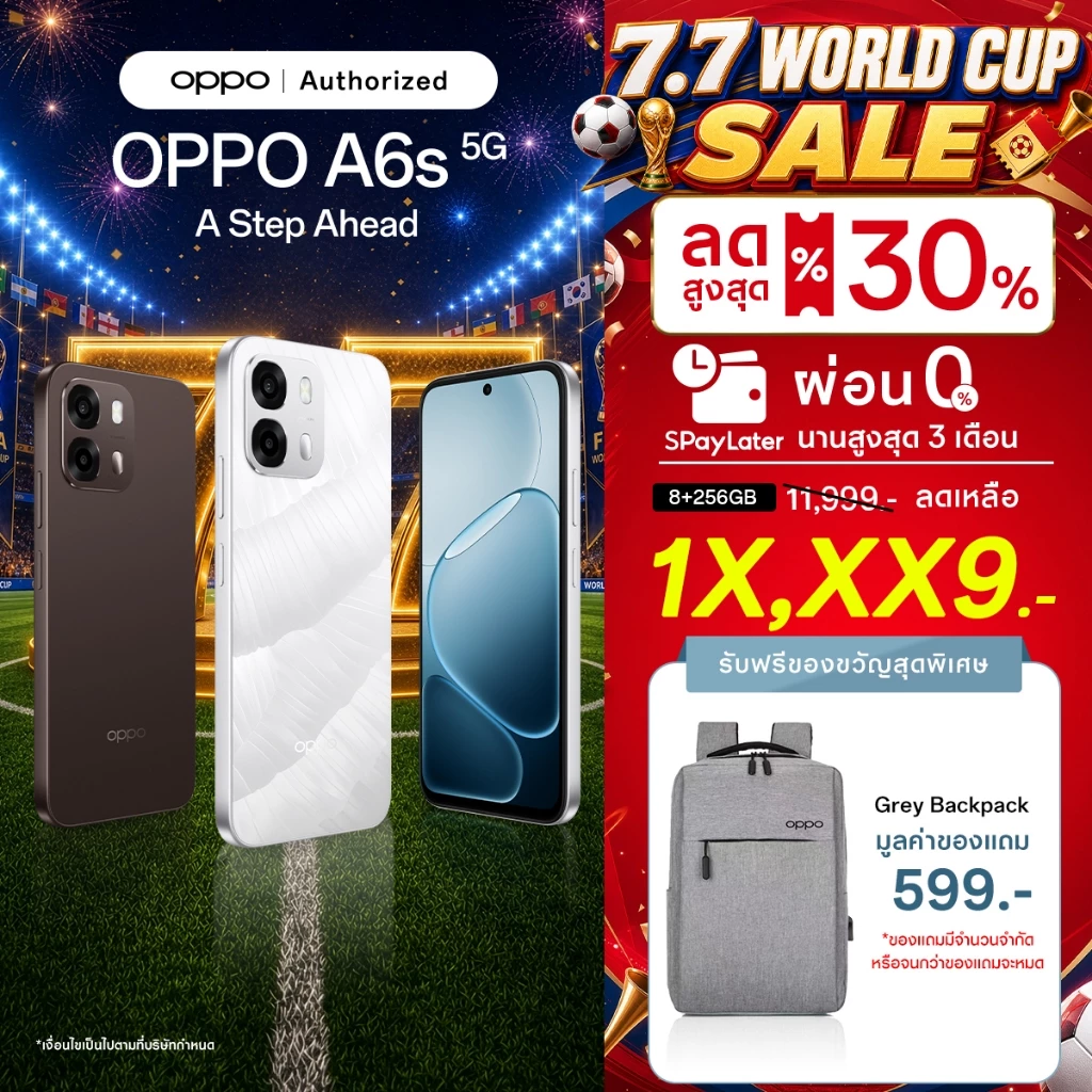 [New] OPPO A6s 5G(8+256G)โทรศัพท์มือถือ ทนทาน รวดเร็วและลื่นไหล กันน้ำกันฝุ่น IP69 SuperCool VC ชาร์จไว 80Wแบต 7000 mAh