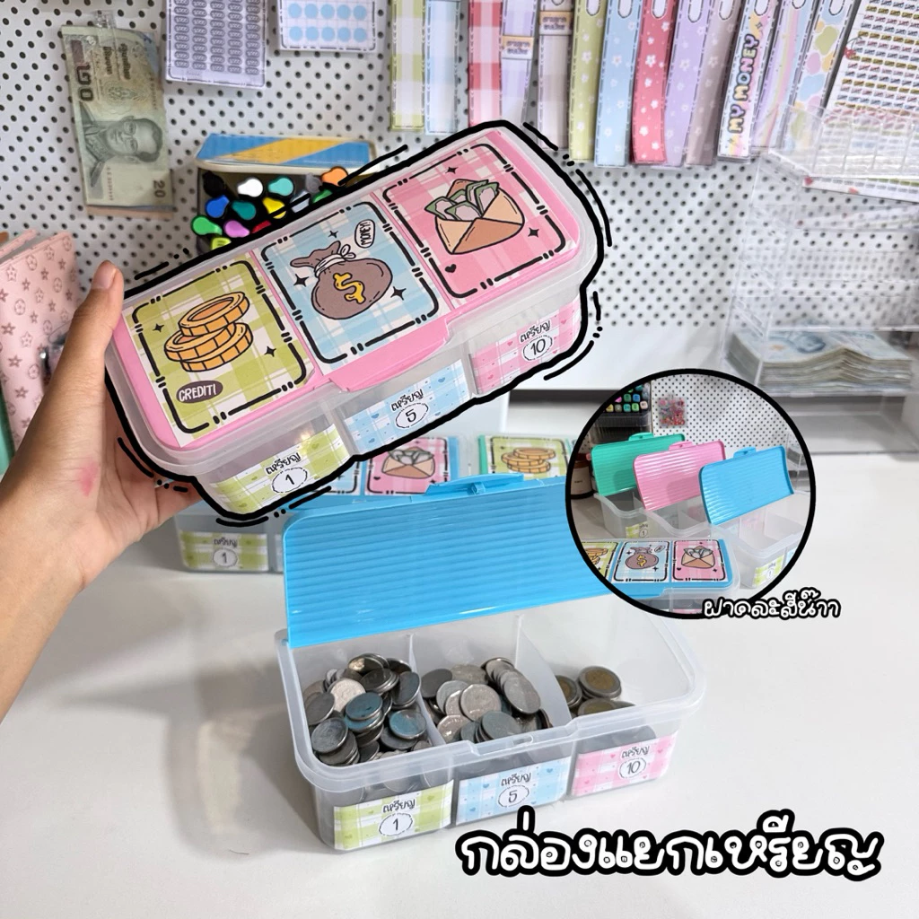 กล่องแยกเหรียญ กล่อง3ช่องแยกเหรียญ อุปกรณ์ออมเงิน