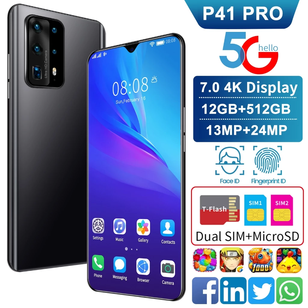 โทรศัพท์มือถือ P41 Pro 5G 7.0นิ้ว รองรับ2ซิม แรม12GB รอม512GB Smartphone Android 4800mAh โทรศัพท์ราคาถูกๆ
