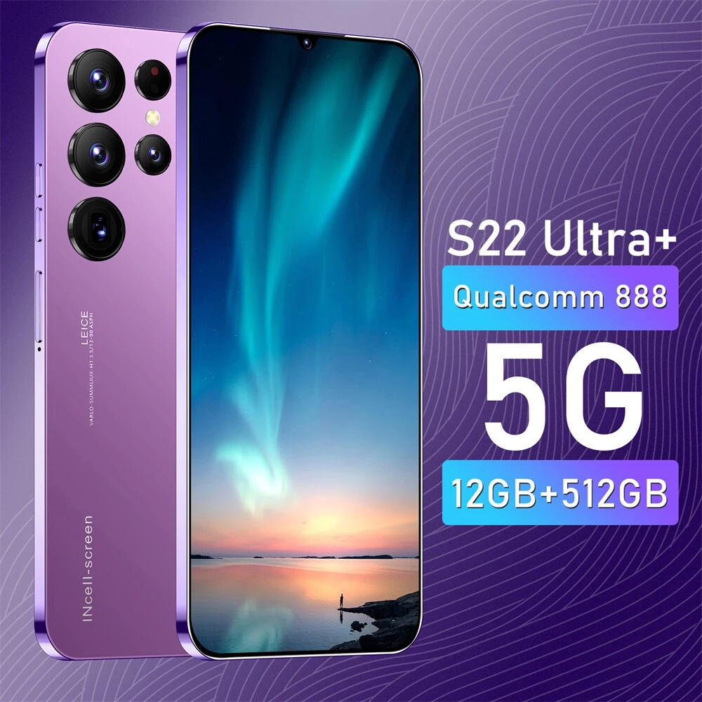 โทรศัพท์มือถือ S22 Ultra+ 5G 6.8นิ้ว รองรับ2ซิม แรม12GB รอม512GB Smartphone Android 6800mAh โทรศัพท์ราคาถูกๆ