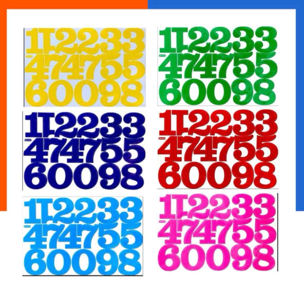 สติกเกอร์ ตัวเลข 0-9 ตัวกลาง สติ๊กเกอร์ sticker สีสด เลขอารบิก เลข ติดแน่น กันน้ำ ลาเบล US.Station — ของมงคลหมวดเลขมงคล
