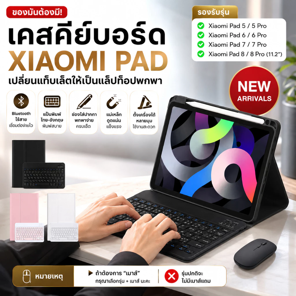 +พร้อมส่ง เคส คีย์บอร์ด แป้นไทย เคส สำหรับ XiaoMi Pad 5 / 5 Pro / 6 / 6 Pro / 7 / 7 Pro / 8 / 8 Pro 11.2"