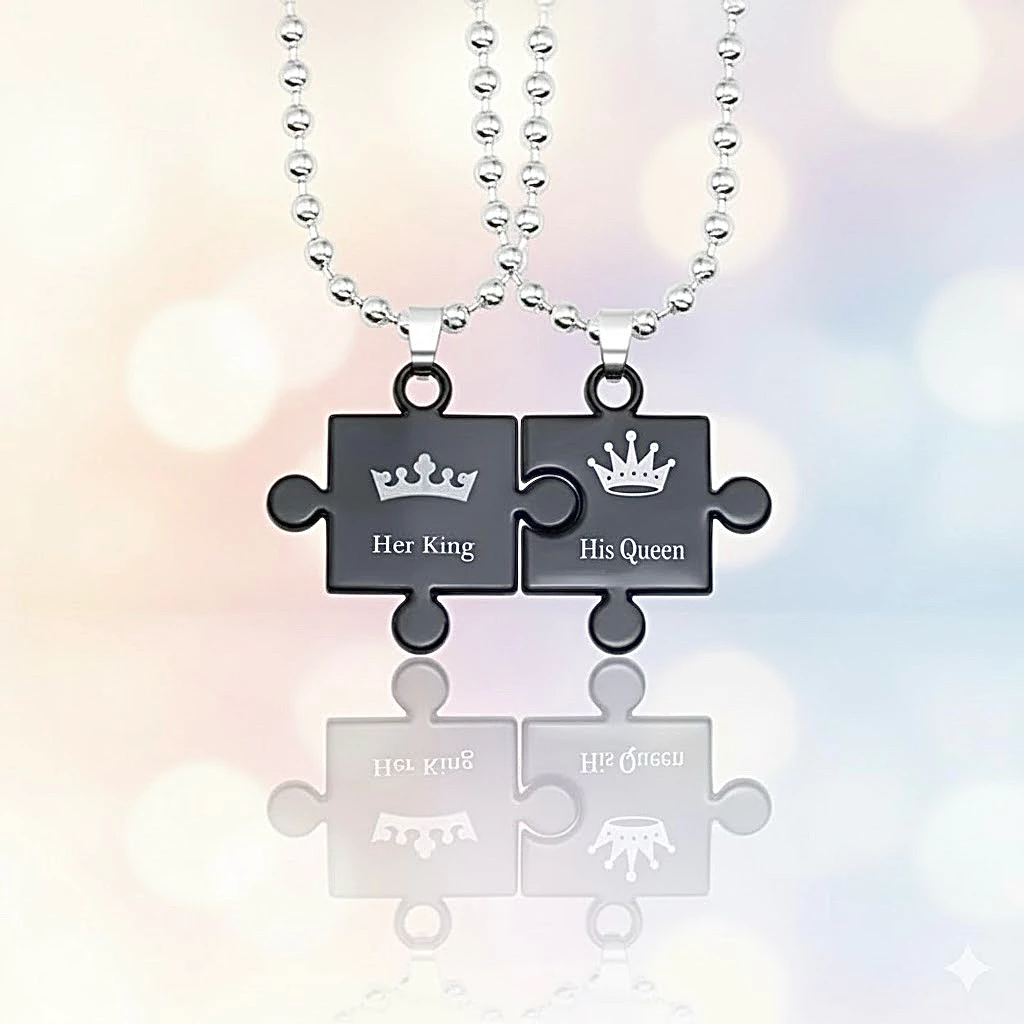 สร้อยคู่ มงกุฏ สร้อย King Queen สร้อยคู่ 2 คน สร้อยคู่รัก สร้อยใส่กับแฟน สร้อยเพื่อน 2 คน สร้อยใส่คู่กับเพื่อน ส่งจากไทย — ของมงคลหมวดความรักและความสัมพันธ์