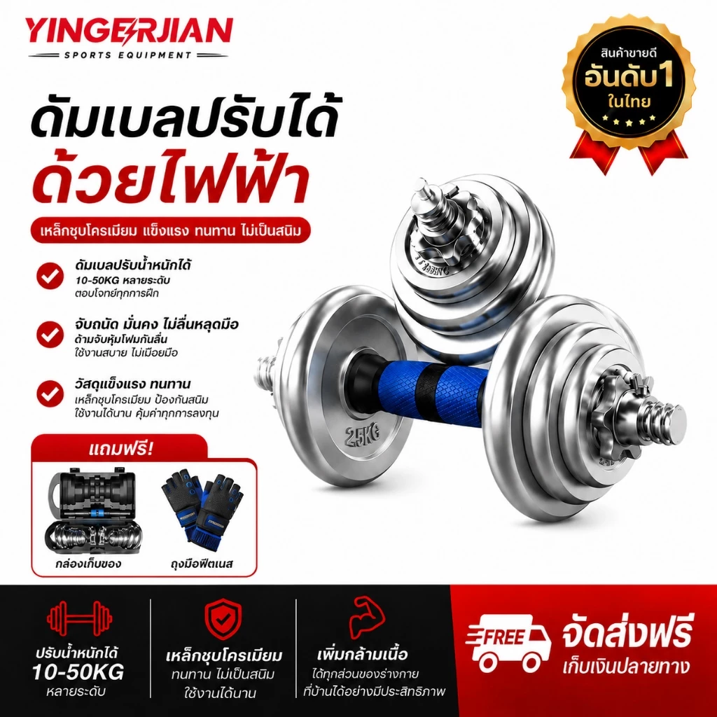 ชุดดัมเบล Dumbbell โครเมี่ยม น้ำหนัก10KG 20KG 30KG 40KGกิโลกรัม พร้อมข้อต่อ ปรับน้ำหนัก ดำเบลยกน้ำหนัก ยกน้ำหนัก ดรัมเบล
