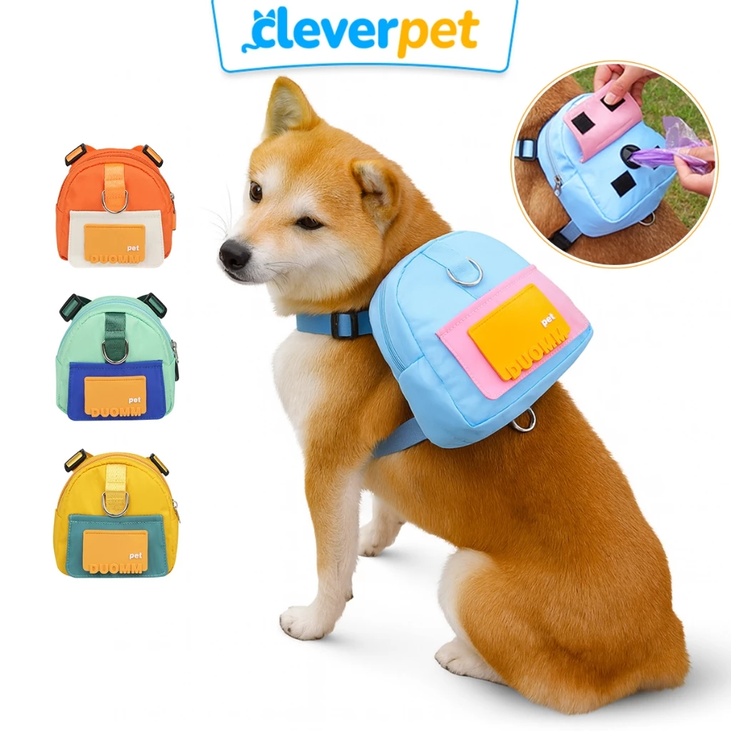 [ส่งฟรี🇹🇭] DUOMM สายรัดอกสุนัข สายจูงหมา มีกระเป๋า กระเป๋าแมว หมา กันน้ำ Dog Harness CleverPet
