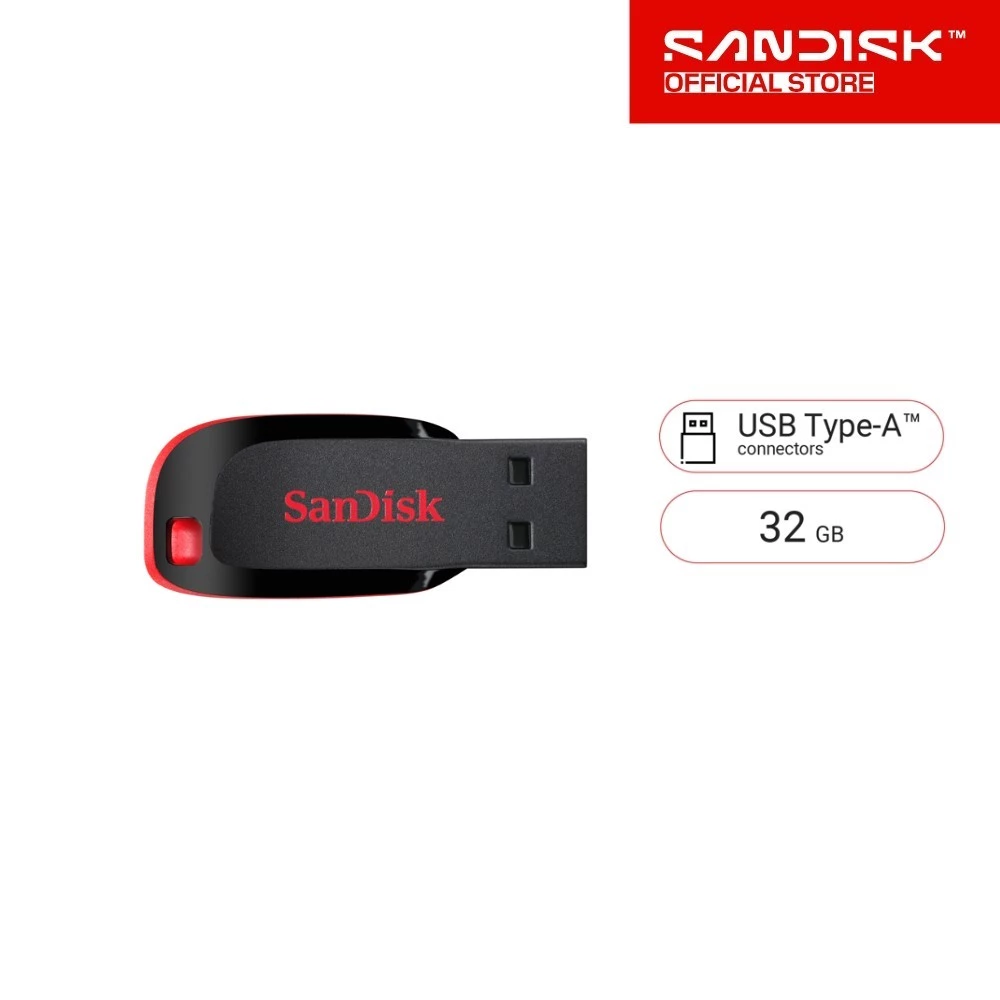 SanDisk CRUZER BLADE USB แฟลชไดร์ฟ 32GB, USB2.0 (SDCZ50-032G-B35, black)