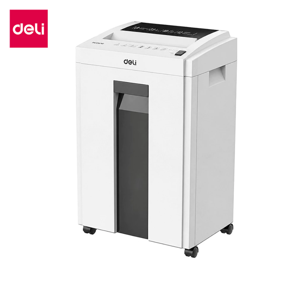 Deli เครื่องทำลายเอกสาร Auto 23L เครื่องย่อยกระดาษ 12แผ่น/ครั้ง ทำลายระดับ4 เสียงเบา Paper Shredder
