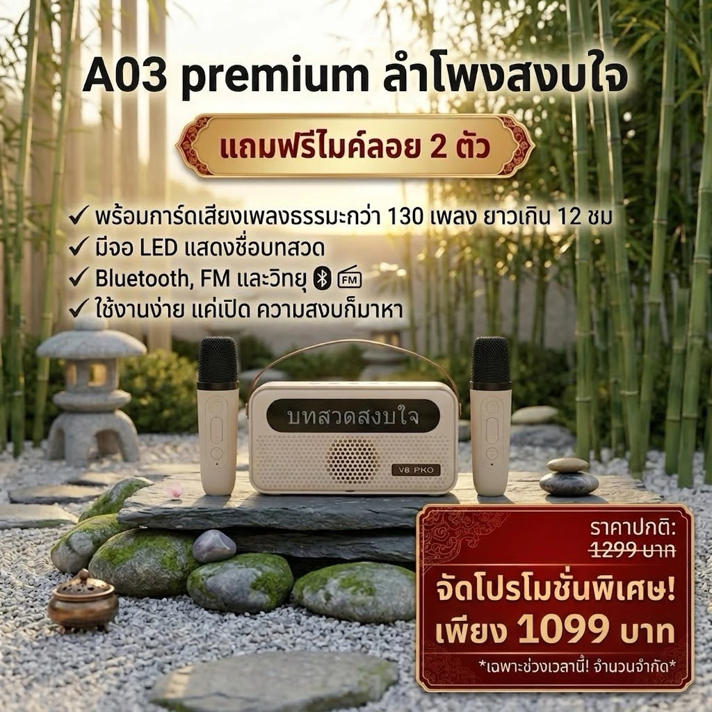 ลำโพงและแฟลช์ไดรฟ์รวมบทสวดและเพลงธรรมลิขสิทธิ์ช่องสงบใจไพเราะมาก — ของมงคลหมวดพิธีและความเชื่อ