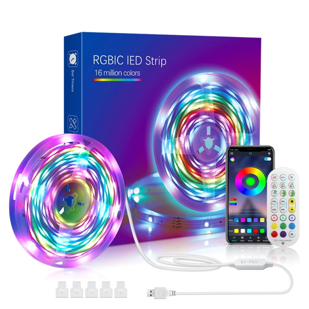 แถบไฟ LED RGB 10 เมตร ไฟ LED อัจฉริยะ ควบคุมด้วยแอป ซิงค์เพลง ไฟแถบเปลี่ยนสีพร้อมรีโมทสำหรับตกแต่งห้องเล่นเกม งานปาร์ตี้
