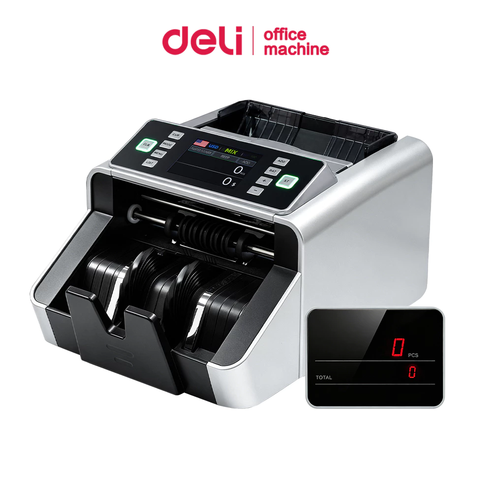 Deli เครื่องนับเงิน เครื่องรับธนบัตร เครื่องนับเงินอัตโนมัติ รวดเร็วนับเร็ว 900 ใบ/นาที Bill counter — ของมงคลหมวดการงานและธุรกิจ