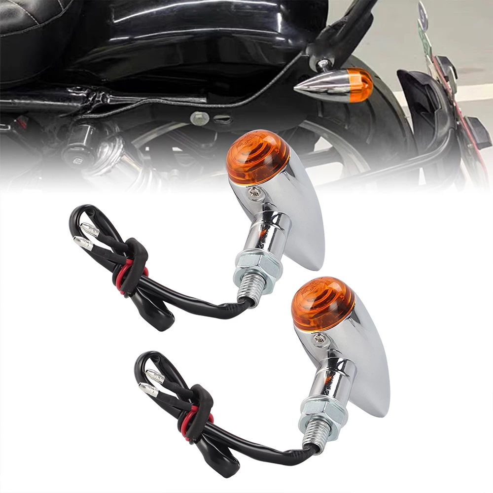 ✔ สต็อกพร้อม ✔  HARLEY CAFE RACER AERO รูปร่างโครเมียมโลหะดำรีโทร Turning สัญญาณแสงสากล OLD SCHOOL