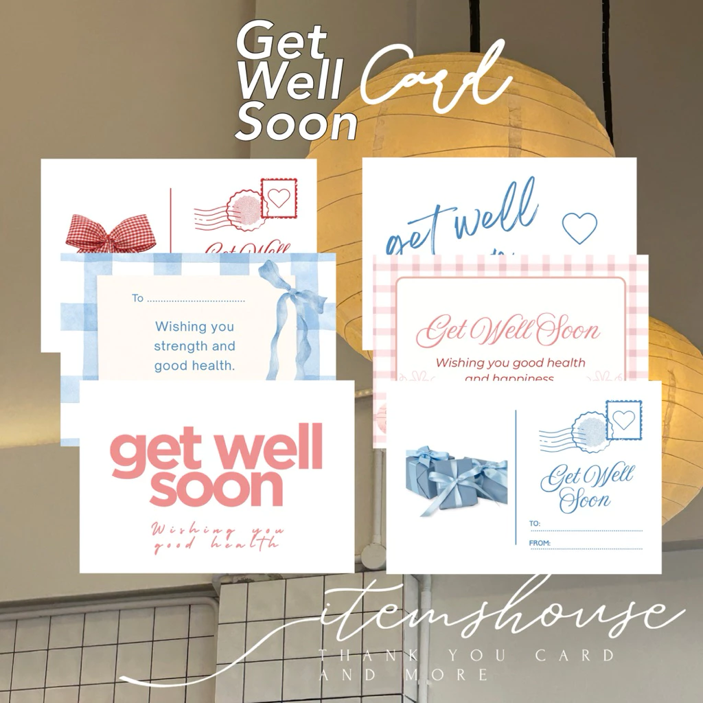 การ์ด Get well soon การ์ดอวยพร การ์ดให้กำลังใจ สไตล์มินิมอล — ของมงคลหมวดไลฟ์สไตล์และของขวัญ
