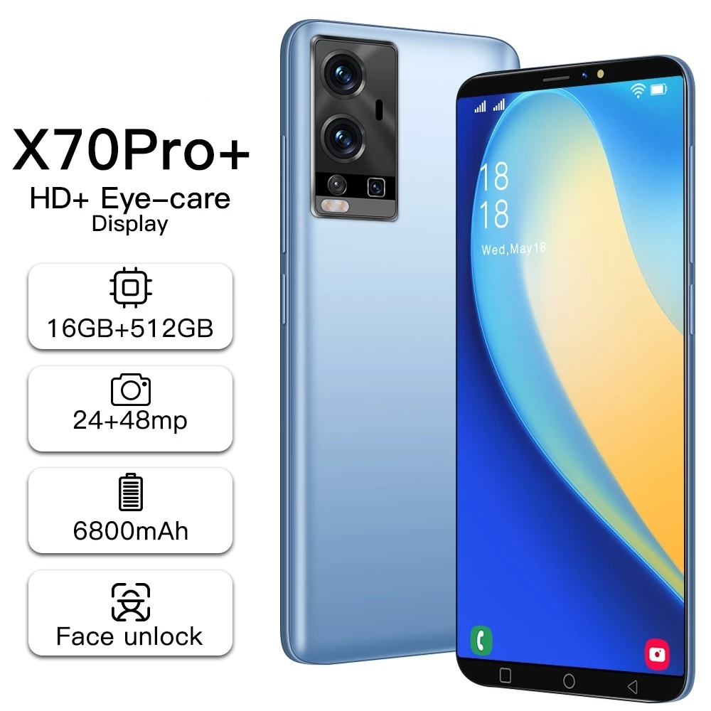 X70 Pro+ โทรศัพท์มือถือ แรม16GB รอม512GBรองรับ 2 ซิมการ์ด 5.5นิ้ว รองรับแอพธนาคาร 6800mAh Andrioid โทรศัพท์ถูกๆ