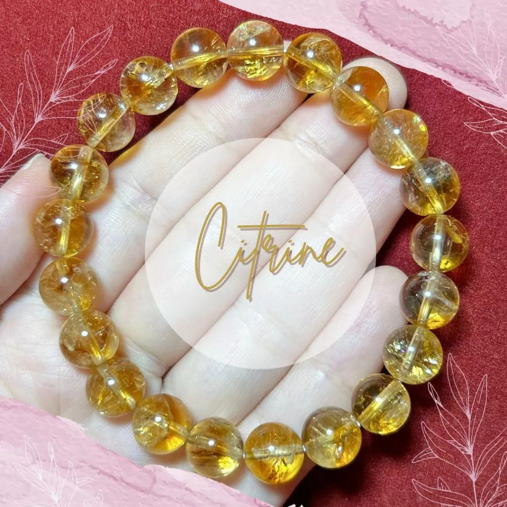 CupidSister สร้อยข้อมือหินซิทริน ซิทรีน Citrine หินพ่อค้า หินเรียกเงินเรียกทอง หินแห่งความสำเร็จ กำไลหินนำโชคขนาด 10 มิล — ของมงคลหมวดการเงินและโชคลาภ