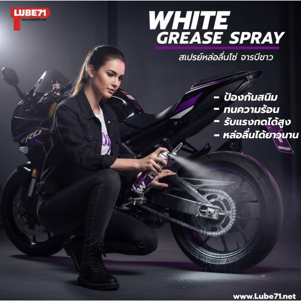 LUBE71 White Spray สเปรย์จารบีเกรดพรีเมี่ยมสีขาว