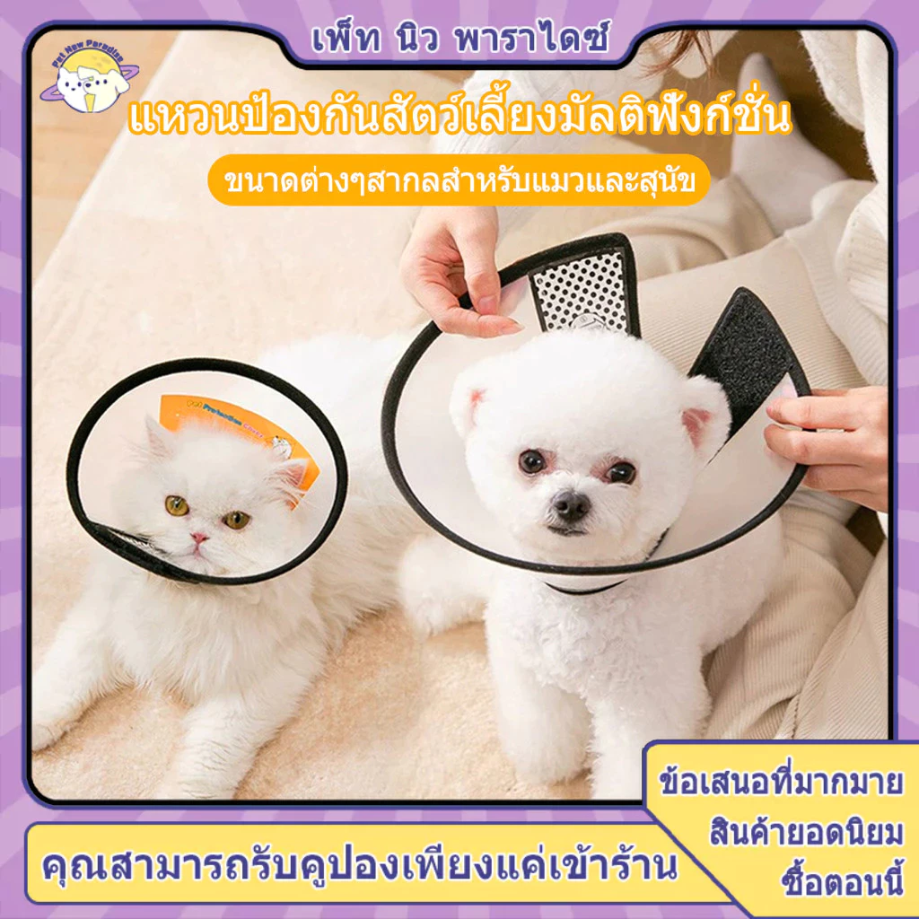 กันเลียแมว กันเลีย ลําโพงหมา ลําโพงแมว ปอกคอแมว คอลล่าแมว มีหลายขนาด เหมาะสำหรับทั้งแมวและสุนัข