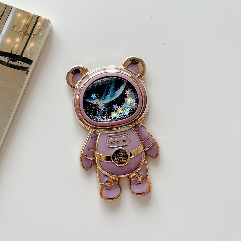 ที่วางโทรศัพท์มือถือ ตัวยึดโทรศัพท์มือถือชุบโลหะไฟฟ้า ตัวยึดเคสโทรศัพท์มือถือ ทรายดูด ตัวยึดโทรศัพท์มือถือสำหรับนักบินอวกาศ ชนิดสติกเกอร์ด้านหลัง เข้าได้กับโทรศัพท์มือถือทุกรุ่น