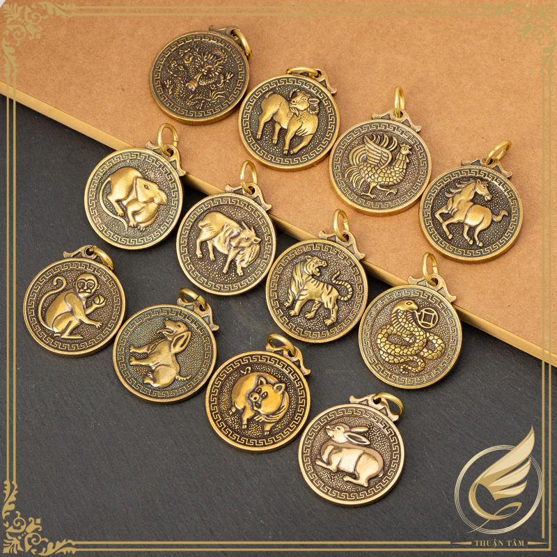 [สัตว์ 12 ราศี] พวงกุญแจทองแดงฮวงจุ้ย, ทองเหลืองกลม 12 ราศีพวงกุญแจ - สิ่ง แทม บรอนซ์ รายการ — ของมงคลหมวดราศีและนักษัตร