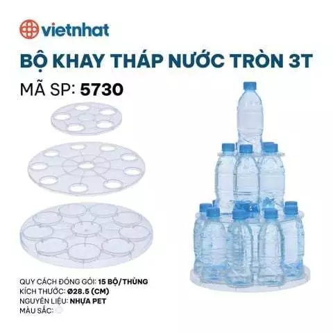 เวียดนาม ญี่ปุ่น ชุดถาดถาดวางน้ําทรงสี่เหลี่ยม 3 ชั้นพลาสติก - โปร่งใส ที่โชว์น้ํา สําหรับไหว้บูชา - 5729 — ของมงคลหมวดพิธีและความเชื่อ