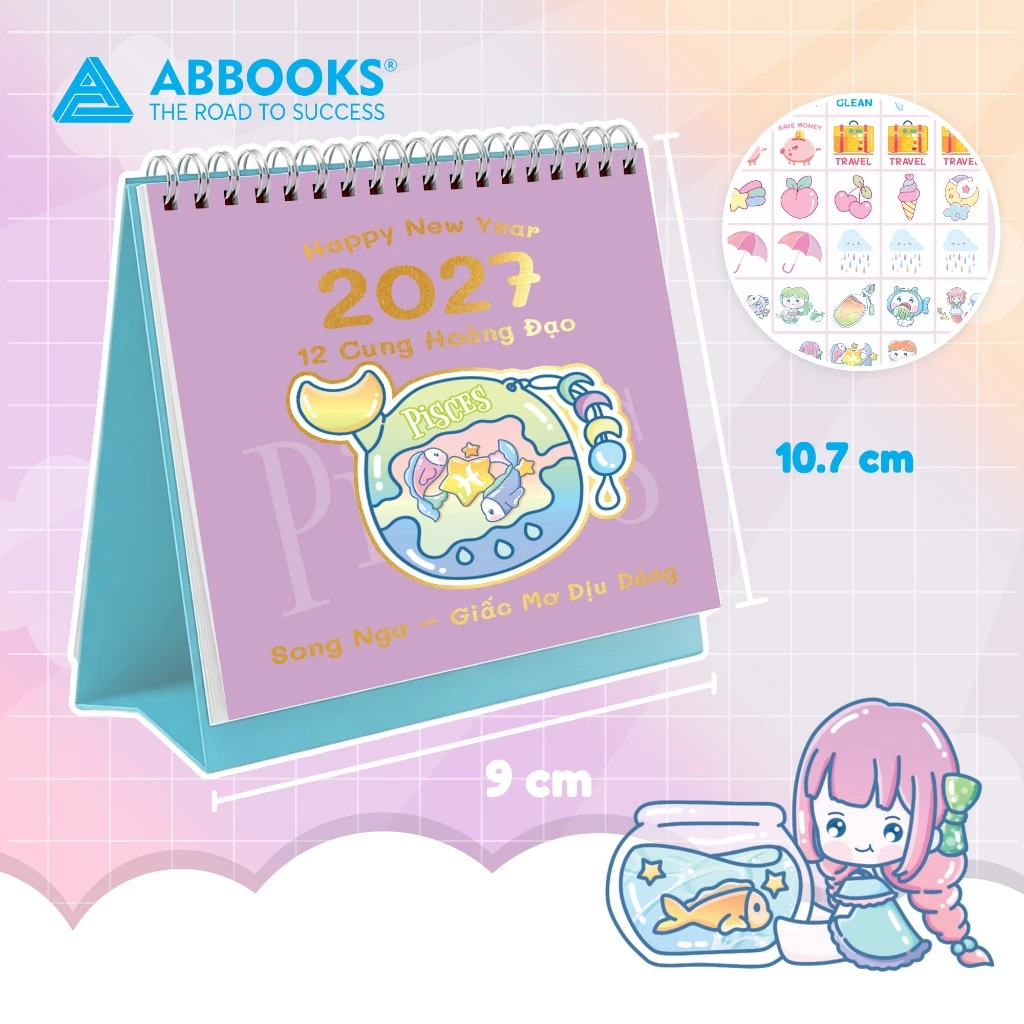 ปฏิทินตั้งโต๊ะขนาดเล็กสําหรับ 12 ราศี 2027 - ราศีมีนที่จะทํา รายการ & สติ๊กเกอร์ – หนังสือเกี่ยวกับ — ของมงคลหมวดราศีและนักษัตร