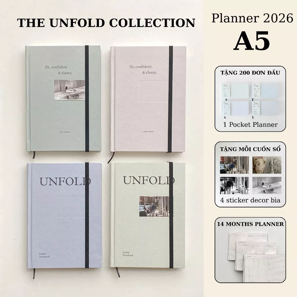 สมุดปฏิทินแพลนเนอร์ สมุดแพลนเนอร์เลย์ 12 เดือน ขนาด A5 สมุดแพลนเนอร์ 2026 Crabit Planner The Unfold Collection — ของมงคลหมวดฤกษ์และวันมงคล